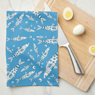 Portugiesisch Lissabon Sardines Pattern Azulejos B Geschirrtuch