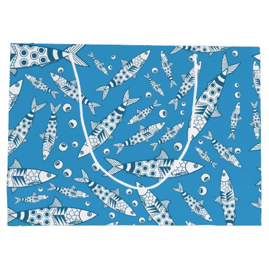 Portugiesisch Lissabon Sardines Pattern Azulejos B Große Geschenktüte (Rückseite)