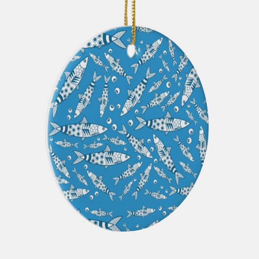 Portugiesisch Lissabon Sardines Pattern Azulejos B Keramik Ornament (Rechts)