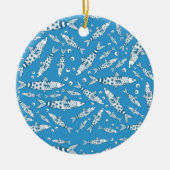 Portugiesisch Lissabon Sardines Pattern Azulejos B Keramik Ornament (Vorne)