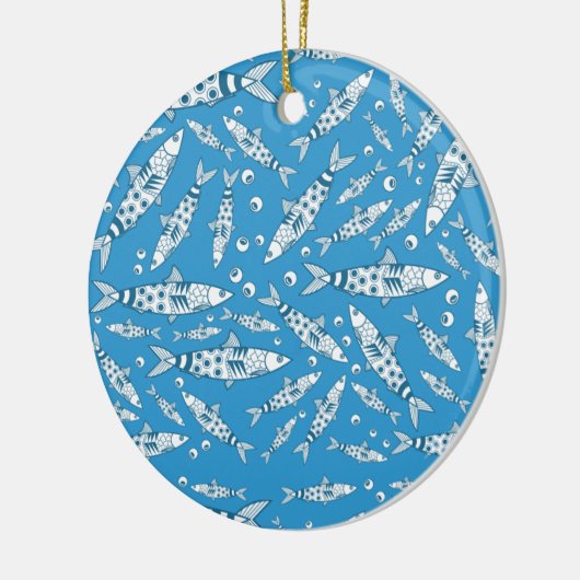 Portugiesisch Lissabon Sardines Pattern Azulejos B Keramik Ornament (Links)