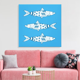 Portugiesisch Lissabon Sardines Pattern Azulejos B Leinwanddruck