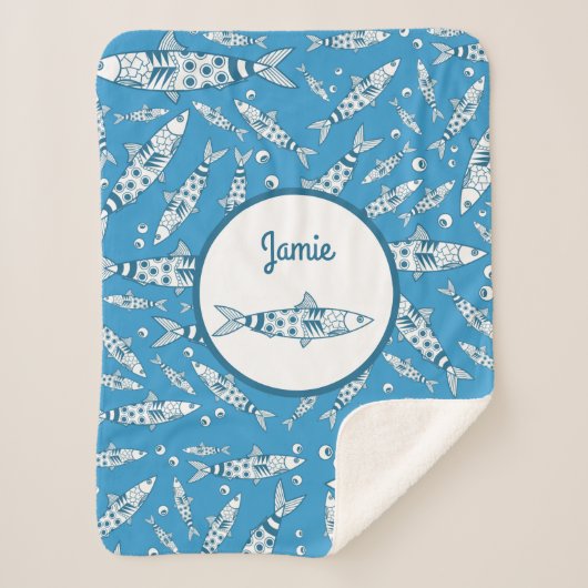 Portugiesisch Lissabon Sardines Pattern Azulejos B Sherpadecke (Vorderseite)