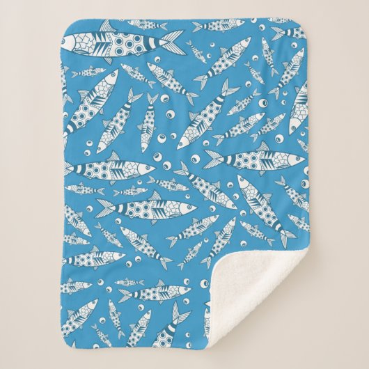 Portugiesisch Lissabon Sardines Pattern Azulejos B Sherpadecke (Vorderseite)