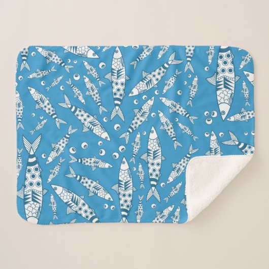 Portugiesisch Lissabon Sardines Pattern Azulejos B Sherpadecke (Vorderseite (Horizontal))