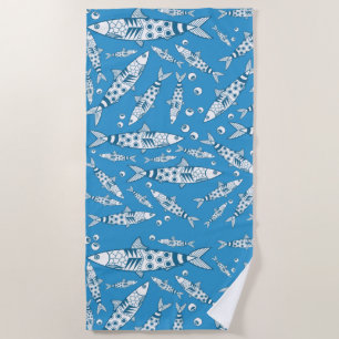 Portugiesisch Lissabon Sardines Pattern Azulejos B Strandtuch