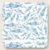 Portugiesisch Lissabon Sardines Pattern Azulejos W Getränkeuntersetzer (Vorderseite)