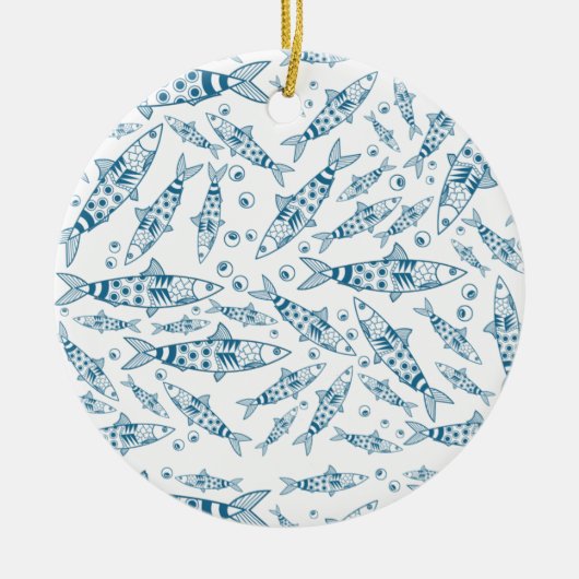 Portugiesisch Lissabon Sardines Pattern Azulejos W Keramik Ornament (Vorne)