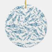 Portugiesisch Lissabon Sardines Pattern Azulejos W Keramik Ornament (Hinten)