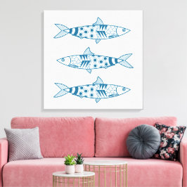 Portugiesisch Lissabon Sardines Pattern Azulejos W Leinwanddruck