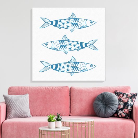 Portugiesisch Lissabon Sardines Pattern Azulejos W Leinwanddruck (Insitu (Wohnzimmer))