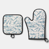Portugiesisch Lissabon Sardines Pattern Azulejos W Ofenhandschuh & Topflappen-Set (Vorderseite)