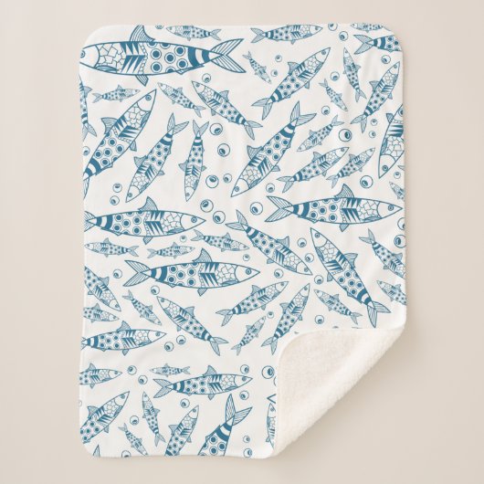 Portugiesisch Lissabon Sardines Pattern Azulejos W Sherpadecke (Vorderseite)