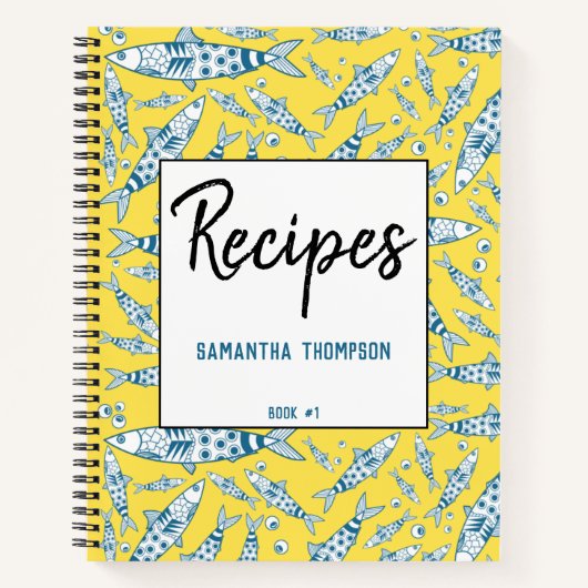 Portugiesisch Sardines Azulejos Yellow Recipes Notizblock (Vorderseite)