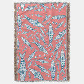 Portugiesisch Sardines Pattern Azulejos Pink Decke (Vorderseite Vertikal)