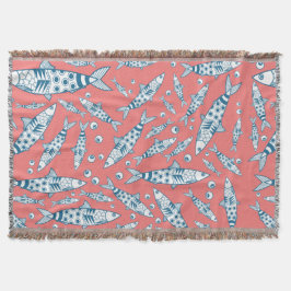 Portugiesisch Sardines Pattern Azulejos Pink Decke
