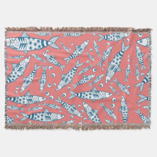 Portugiesisch Sardines Pattern Azulejos Pink Decke (Vorderseite)