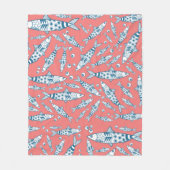 Portugiesisch Sardines Pattern Azulejos Pink Fleecedecke (Vorderseite)