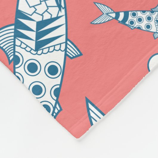 Portugiesisch Sardines Pattern Azulejos Pink Fleecedecke (Ecke)