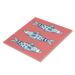 Portugiesisch Sardines Pattern Azulejos Pink Fliese