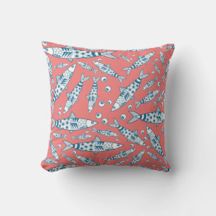 Portugiesisch Sardines Pattern Azulejos Pink Kissen