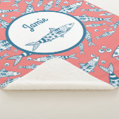 Portugiesisch Sardines Pattern Azulejos Pink Sherpadecke (3/4)