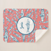 Portugiesisch Sardines Pattern Azulejos Pink Sherpadecke (Vorderseite (Horizontal))