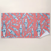 Portugiesisch Sardines Pattern Azulejos Pink Strandtuch (Vorderseite)