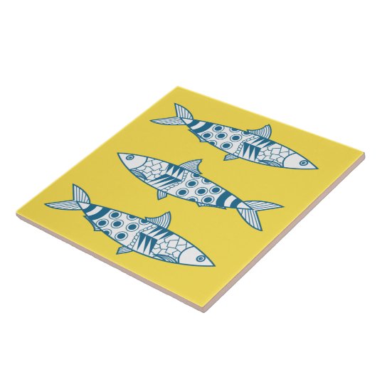 Portugiesisch Sardines Pattern Azulejos Yellow Fliese (Seite)