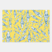 Portugiesisch Sardines Pattern Azulejos Yellow Geschenkpapier Set (Vorderseite)