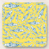 Portugiesisch Sardines Pattern Azulejos Yellow Getränkeuntersetzer (Vorderseite)