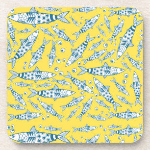 Portugiesisch Sardines Pattern Azulejos Yellow Getränkeuntersetzer