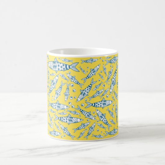 Portugiesisch Sardines Pattern Azulejos Yellow Kaffeetasse (Mittel)