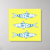 Portugiesisch Sardines Pattern Azulejos Yellow Leinwanddruck (Vorderseite)