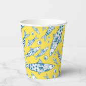 Portugiesisch Sardines Pattern Azulejos Yellow Pappbecher (Rückseite)