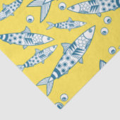 Portugiesisch Sardines Pattern Azulejos Yellow Seidenpapier (Ausschnitt)