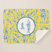 Portugiesisch Sardines Pattern Azulejos Yellow Sherpadecke (Vorderseite (Horizontal))