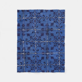 Portugiesisch Tiles - Azulejo Blue Floral Leaf Des Fleecedecke