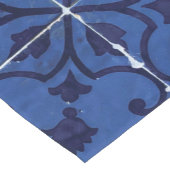 Portugiesisch Tiles - Azulejo Blue Floral Leaf Des Kurzer Tischläufer (Ecke)