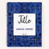 Portugiesisch Tiles Azulejo Blue Floral Leaf Notizblock (Vorderseite)