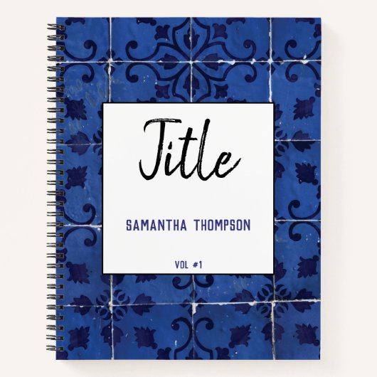 Portugiesisch Tiles Azulejo Blue Floral Leaf Notizblock (Vorderseite)