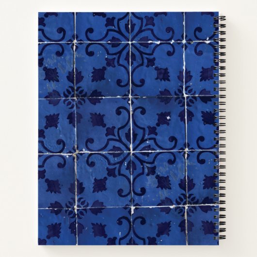 Portugiesisch Tiles Azulejo Blue Floral Leaf Notizblock (Rückseite)