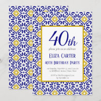 Portugiesisch Tiles Blue 40. Geburtstag Mittelmeer