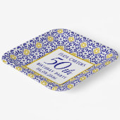 Portugiesisch Tiles Blue 50. Geburtstag Mittelmeer Pappteller (Gewinkelt)