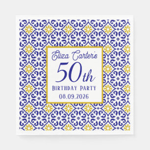 Portugiesisch Tiles Blue 50. Geburtstag Mittelmeer Serviette