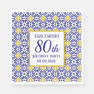 Portugiesisch Tiles Blue 80. Geburtstag Mittelmeer Serviette