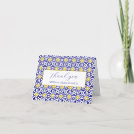 Portugiesisch Tiles Blue Floral Wedding Vielen Dan Dankeskarte