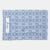 Portugiesisch Tiles Blue Mediterrane Floral Geschirrtuch (Horizontal)