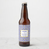 Portugiesisch Tiles Blue Mediterranean Wedding Bierflaschenetikett (Vorderseite)