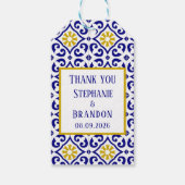 Portugiesisch Tiles Blue Mediterranean Wedding Geschenkanhänger (Rückseite)